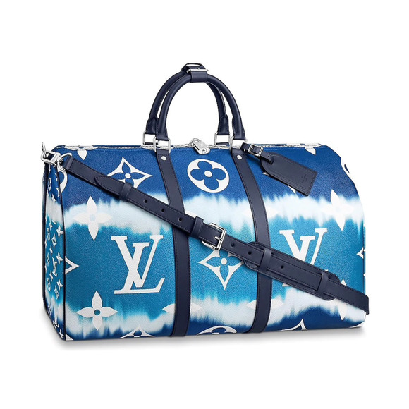 Louis Vuitton Keepall Bandouliere 50 Escape Blue Monogram LV Weekend Travel Bag - Picture 1 of 10
